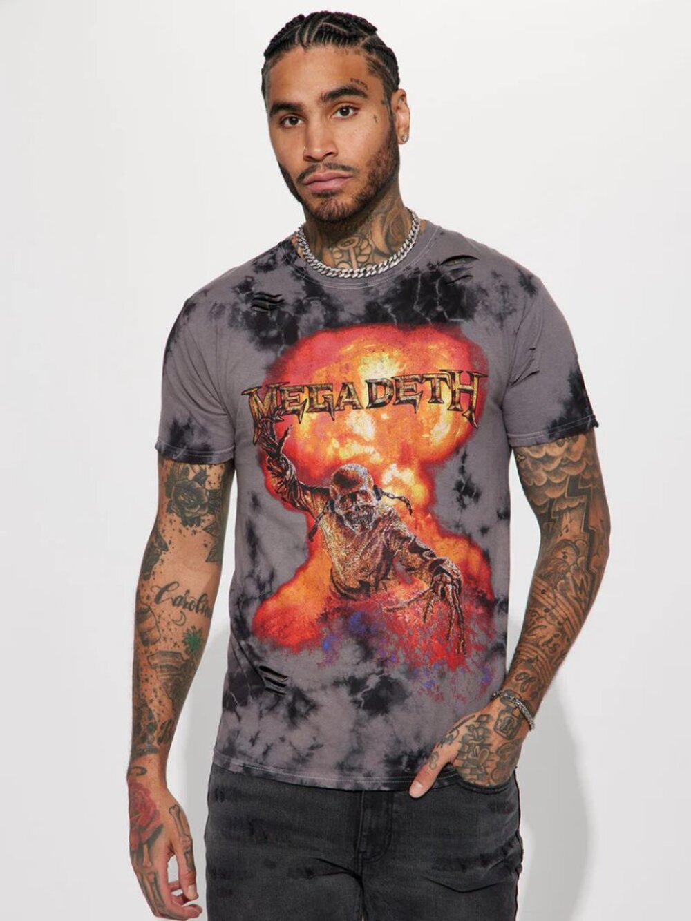 Megadeth Nuclear Bleached Dye Short Sleeve Tee - Black